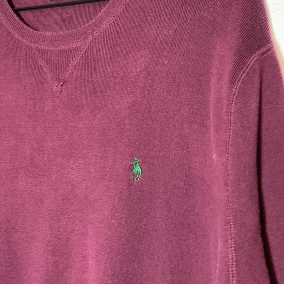 Polo Ralph Lauren Maroon W/ Green Pony Crewneck Pullover Large Tall Sweater - Picture 2 of 5